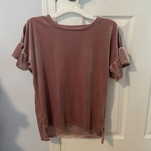 Dusty rose velvet shirt.